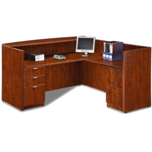 Express EL Series Cherry Reception Desk with Floor-Length Drawers