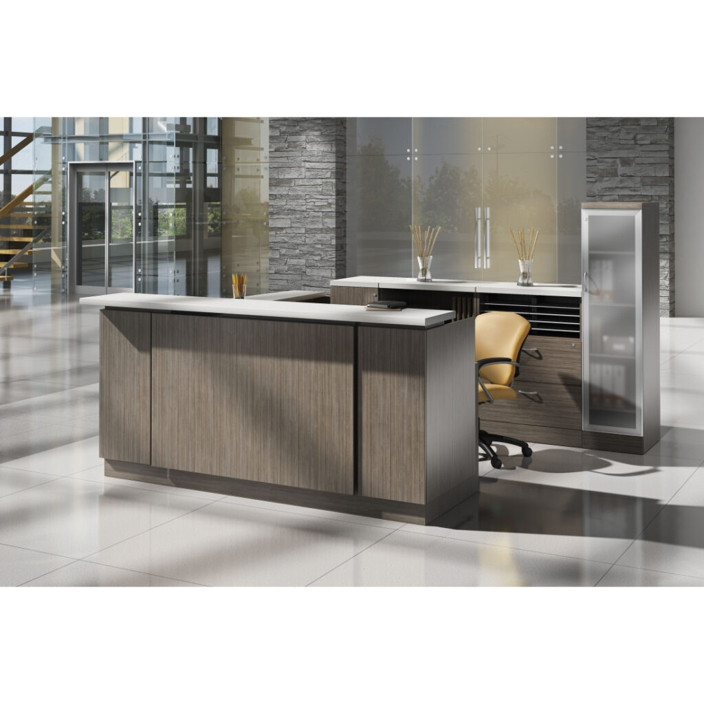 Global Zira TwoToned Reception Desk with Solid Front 11,709 ♦