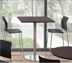 30" Bar Height Square Top Cafe Table with Round Platform Base