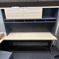 Used Gray and White Desk with Hutch