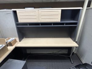 Used Gray and White Desk with Hutch