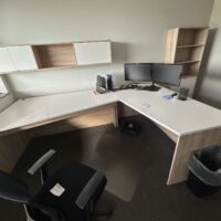 Used Aspen and White L Desk Office Set