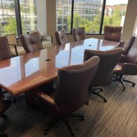 Used 10ft Cherry Boat Shaped Conference Table with Power
