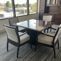 Used Wood Square Table with Guest Chairs
